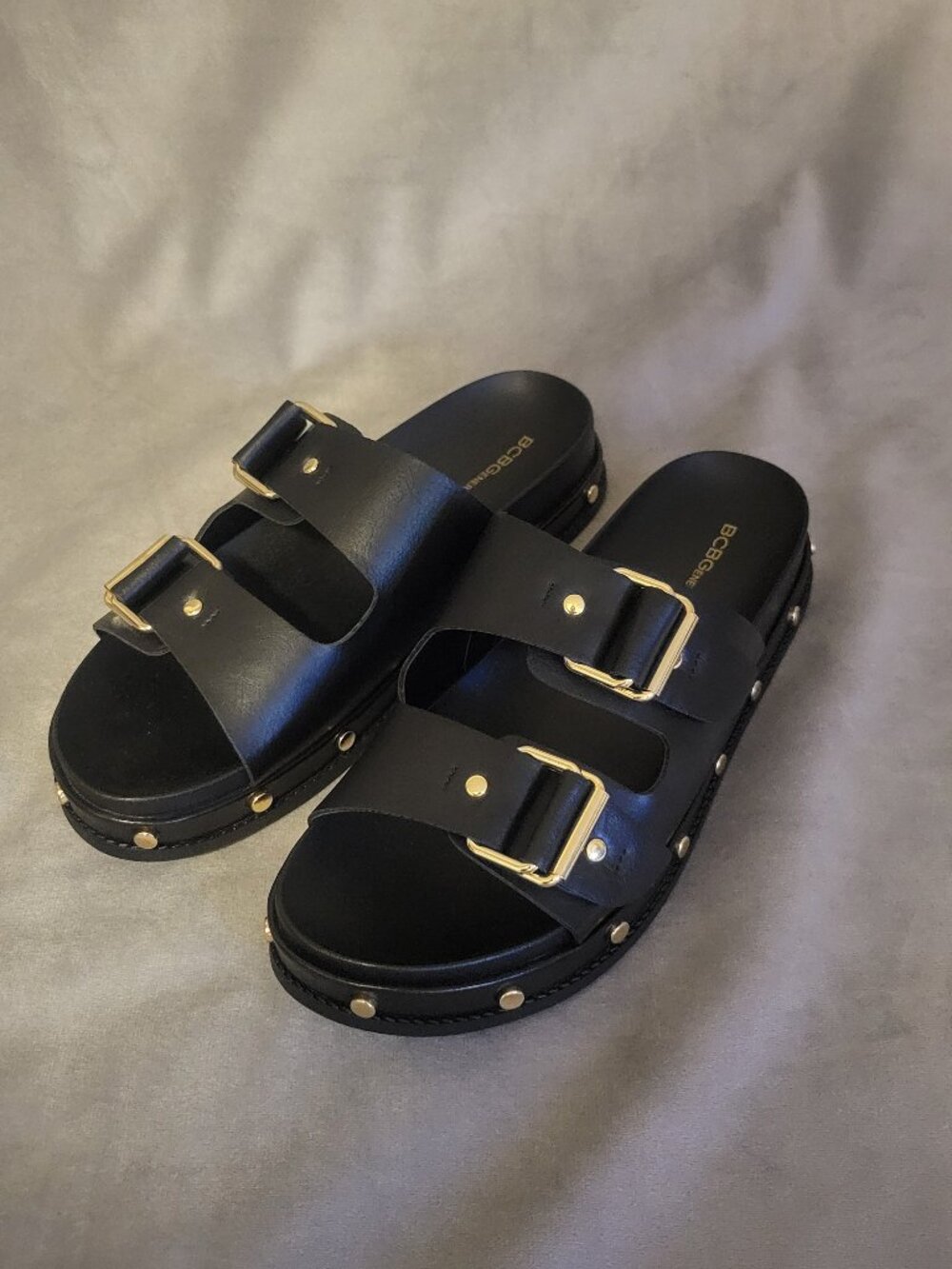 BCBGeneration Bamba Platform Sandal Women's Size 10 Black Gold Studs